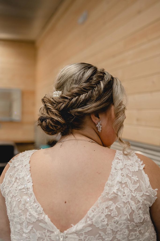 Bride hairstyle bun with braid