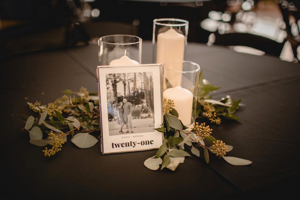Detail shot of table settings at STL brewery wedding