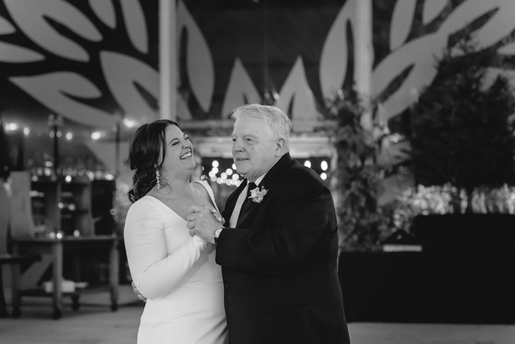 Father daughter wedding dance black and white