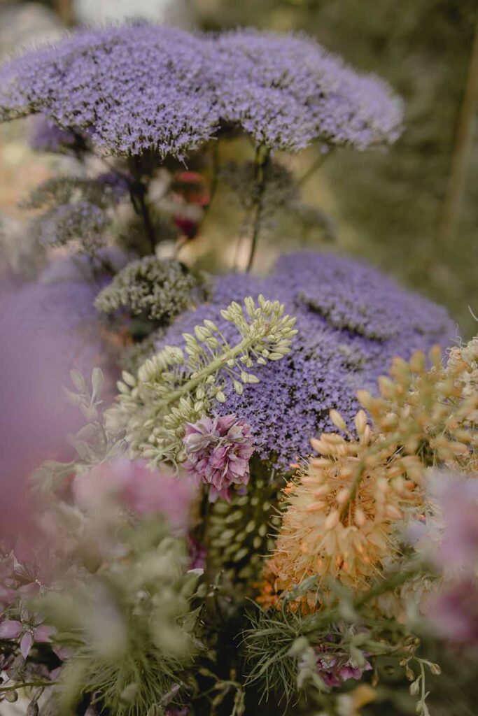 Close up of wildflower arrangement