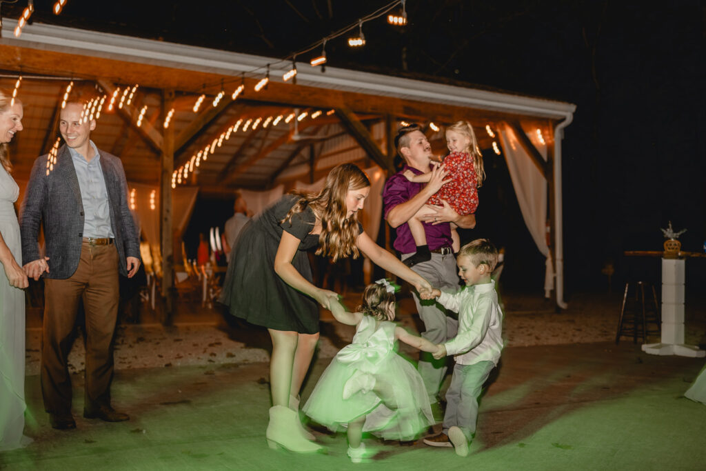 Children dancing at lost hill lake wedding reception.